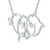 Thumbnail Image 0 of 0.09 CT. T.W. Diamond Dolphin Family Necklace in Sterling Silver - 17"