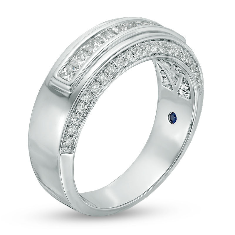 Vera Wang Love Collection Men's 0.95 CT. T.W. Diamond Nine Stone Wedding Band in 14K White Gold|Peoples Jewellers