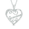 Thumbnail Image 1 of Diamond Accent Heart Filigree "Grandma" Pendant in Sterling Silver
