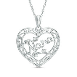Diamond Accent "Nana" Heart Pendant in Sterling Silver