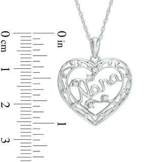 Diamond Accent "Nana" Heart Pendant in Sterling Silver