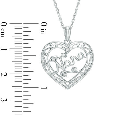 Diamond Accent "Nana" Heart Pendant in Sterling Silver