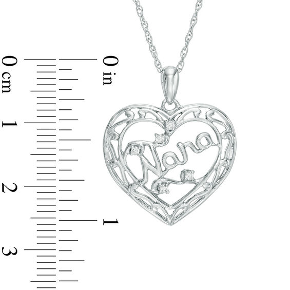 Diamond Accent "Nana" Heart Pendant in Sterling Silver