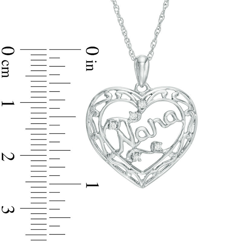 Diamond Accent "Nana" Heart Pendant in Sterling Silver