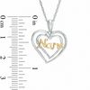 Diamond Accent "Nana" Double Heart Pendant in Sterling Silver and 10K Gold