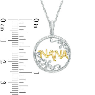 0.09 CT. T.W. Diamond "NANA" Open Circle Pendant in Sterling Silver and 10K Gold