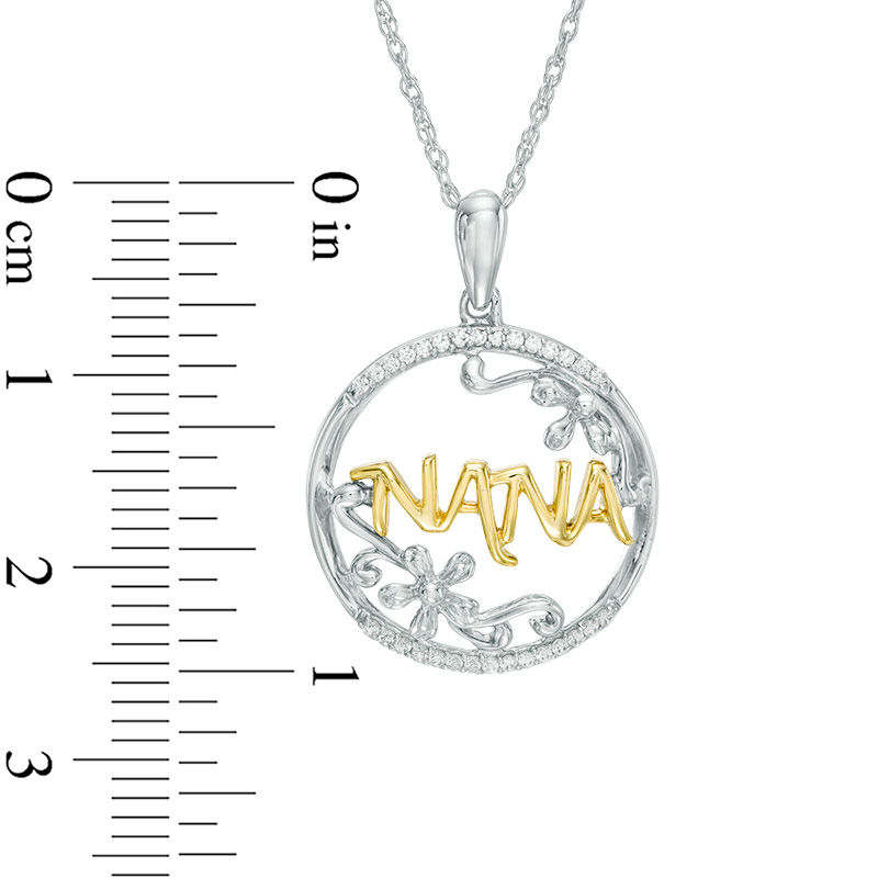 0.09 CT. T.W. Diamond "NANA" Open Circle Pendant in Sterling Silver and 10K Gold