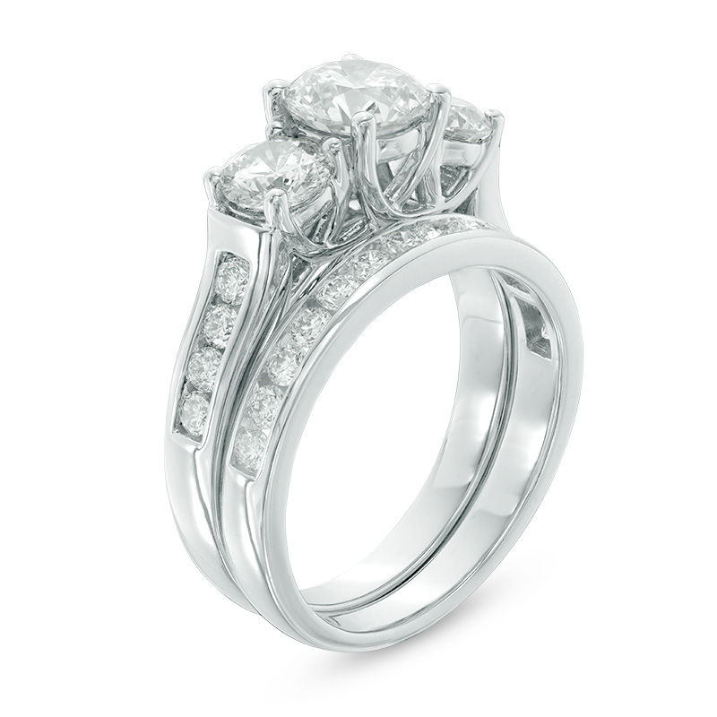 Main Image 2 of 2.69 CT. T.W. Certified Canadian Diamond Past Present Future® Bridal Set in 14K White Gold (J/I2)