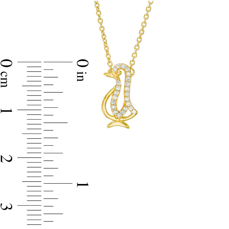 Main Image 2 of 0.10 CT. T.W. Diamond Penguin Necklace in 10K Gold - 16.75"