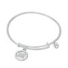 Thumbnail Image 1 of Chrysalis Cubic Zirconia "M" Initial Charm Adjustable Bangle in White Brass