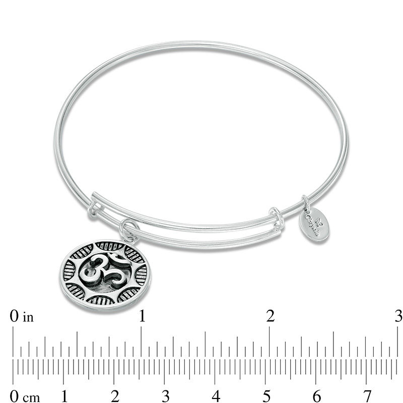 Main Image 2 of Chrysalis Om Charm Adjustable Bangle in White Brass