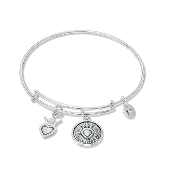 Chrysalis "Friendship" Charms Adjustable Bangle in White Brass