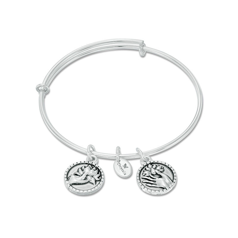 Chrysalis "Creativity" Charms Adjustable Bangle in White Brass|Peoples Jewellers