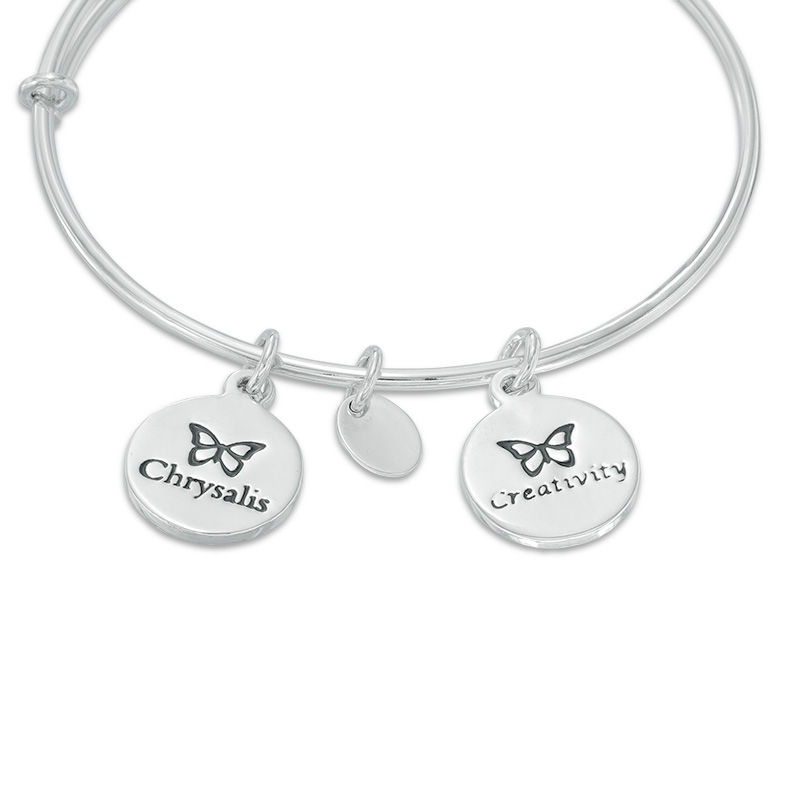Main Image 2 of Chrysalis "Creativity" Charms Adjustable Bangle in White Brass