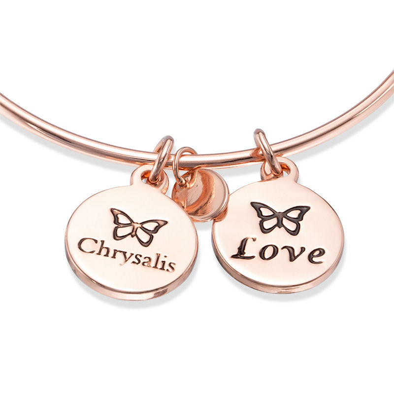 Main Image 2 of Chrysalis "Love" Charms Adjustable Bangle in Rose-Tone Brass