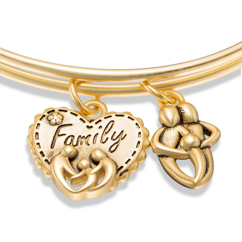 Main Image 3 of Chrysalis "Family" Charms Adjustable Bangle in Yellow-Tone Brass