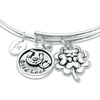 Thumbnail Image 3 of Chrysalis Cubic Zirconia "Good Luck" Charms Adjustable Bangle in White Brass