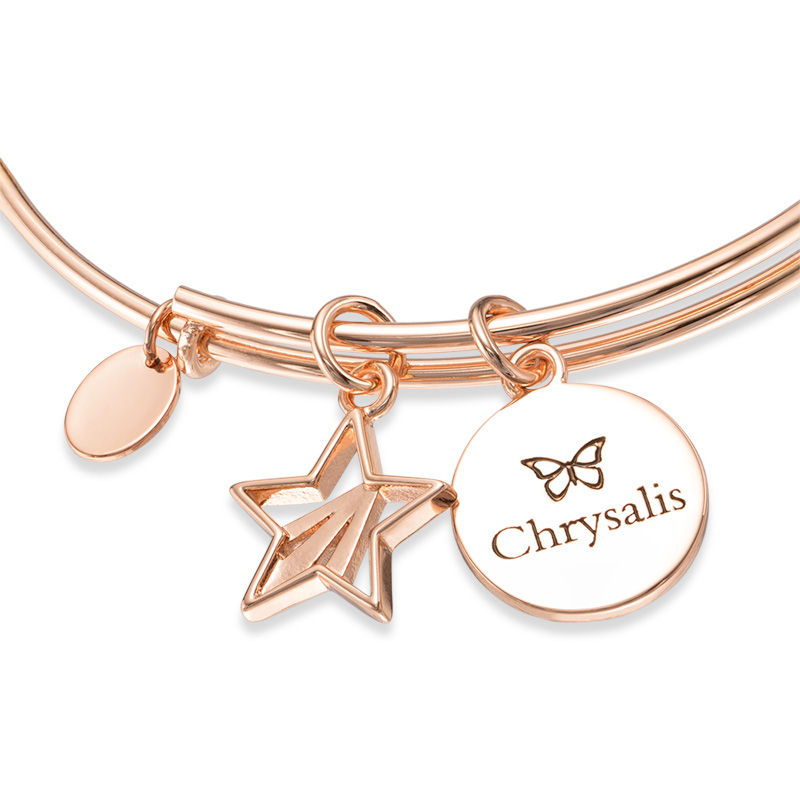 Main Image 2 of Chrysalis &quot;You are a star&quot; Charms Adjustable Bangle in Rose-Tone Brass