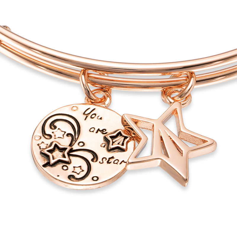 Main Image 3 of Chrysalis &quot;You are a star&quot; Charms Adjustable Bangle in Rose-Tone Brass
