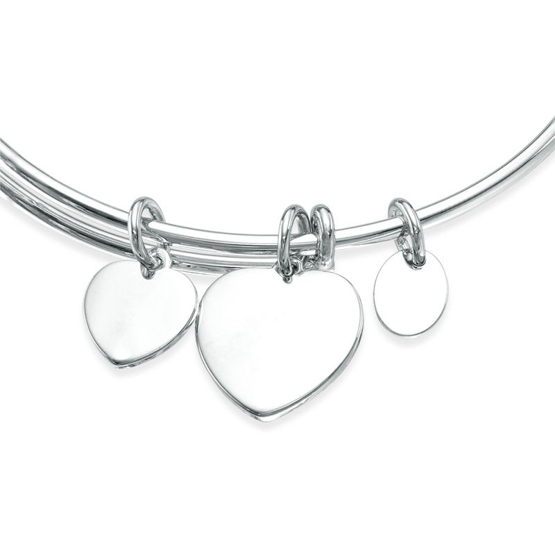 Main Image 2 of Chrysalis "Big Sis Little Sis" Charms Adjustable Bangle in White Brass