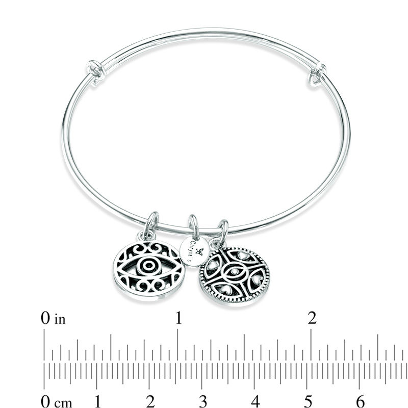 Main Image 4 of Chrysalis "Protection" Charms Adjustable Bangle in White Brass