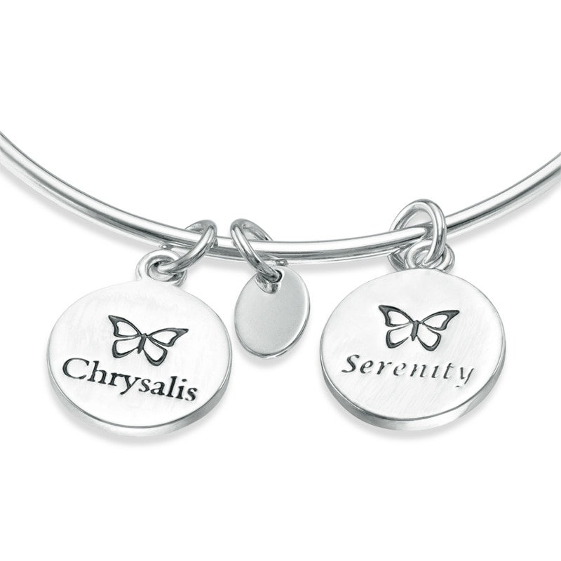 Chrysalis "Serenity" Charms Adjustable Bangle in White Brass