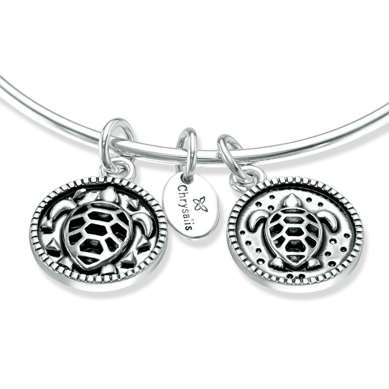 Main Image 3 of Chrysalis "Serenity" Charms Adjustable Bangle in White Brass