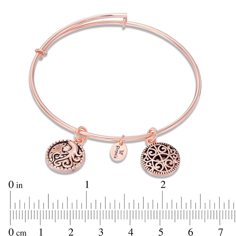 Chrysalis "Femininity" Charms Adjustable Bangle in Rose-Tone Brass