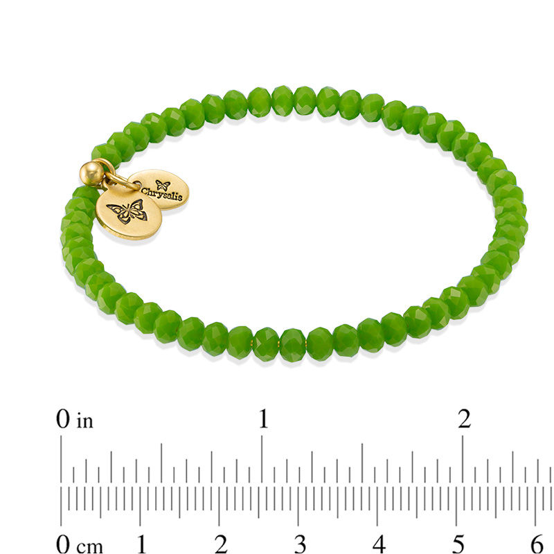 Main Image 2 of Chrysalis Green Glass Adjustable Bangle in Yellow-Tone Brass