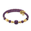Thumbnail Image 1 of Chrysalis Purple Glass and Brass Bead Alternating Adjustable Bangle in Brass