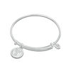 Thumbnail Image 1 of Chrysalis Cubic Zirconia "T" Initial Charm Adjustable Bangle in White Brass