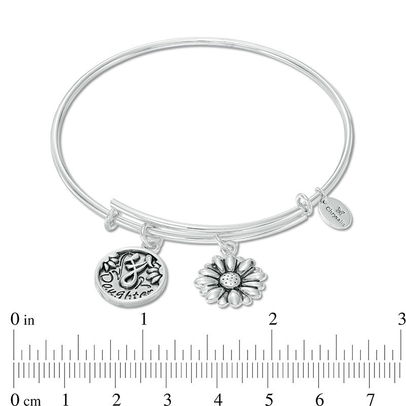 Chrysalis "Daughter" Charms Adjustable Bangle in White Brass