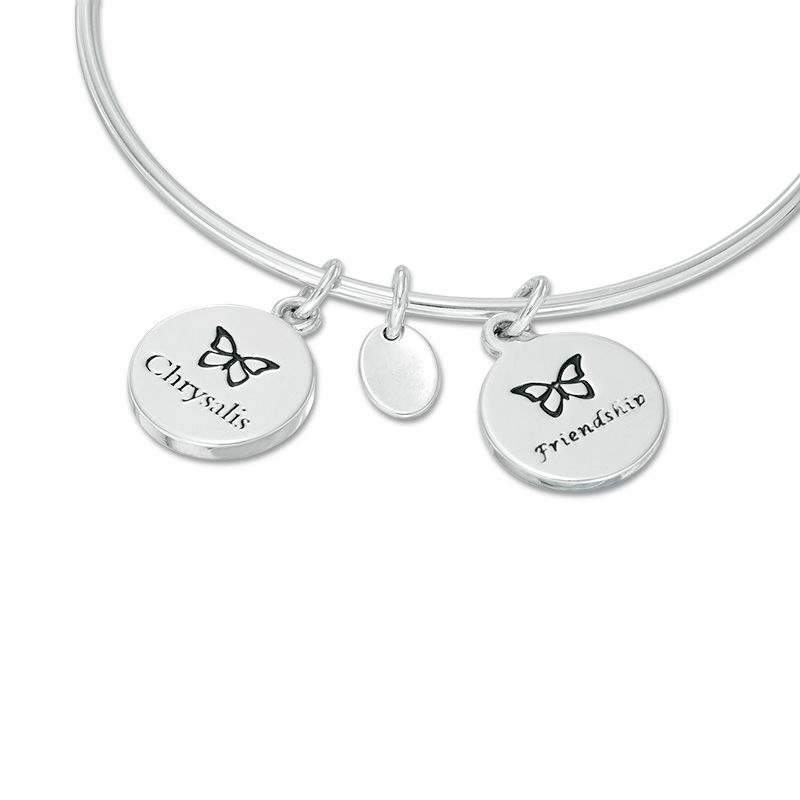 Main Image 2 of Chrysalis "Friendship" Charms Adjustable Bangle in White Brass