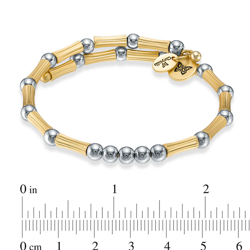 Main Image 2 of Chrysalis Metal Bead Adjustable Bangle in Two-Tone Brass