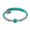 Thumbnail Image 1 of Chrysalis Turquoise and Silver-Tone Bead Adjustable Bangle in Brass