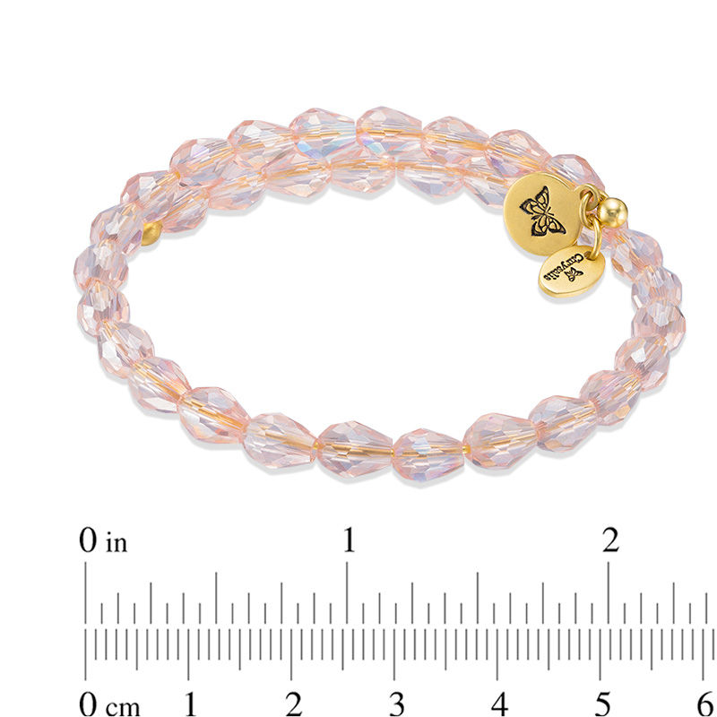 Main Image 2 of Chrysalis Pink Glass Bead Adjustable Bangle in Brass