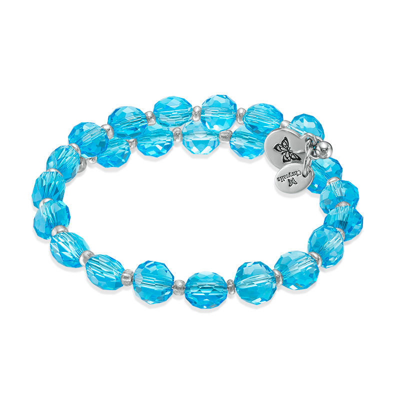 Main Image 1 of Chrysalis Blue Glass Bead Adjustable Bangle in Brass