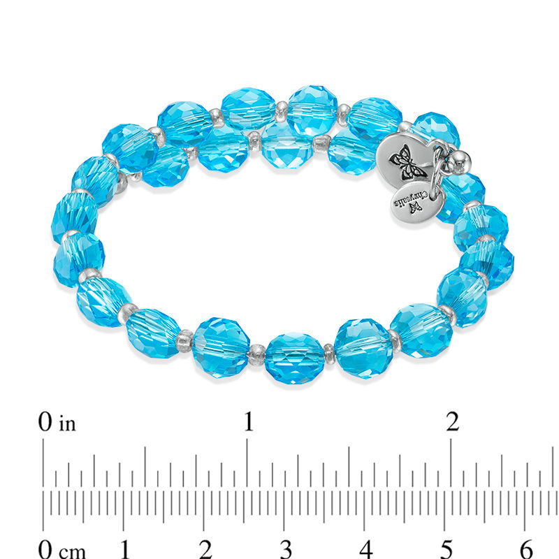 Main Image 2 of Chrysalis Blue Glass Bead Adjustable Bangle in Brass