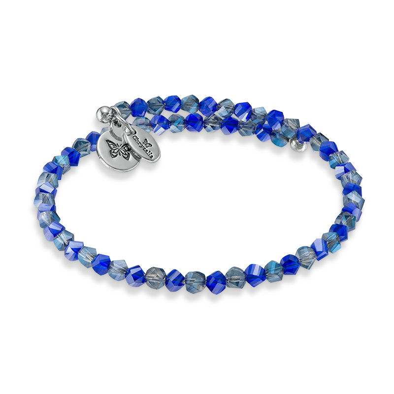 Main Image 1 of Chrysalis Blue Glass Bead Adjustable Bangle in Brass