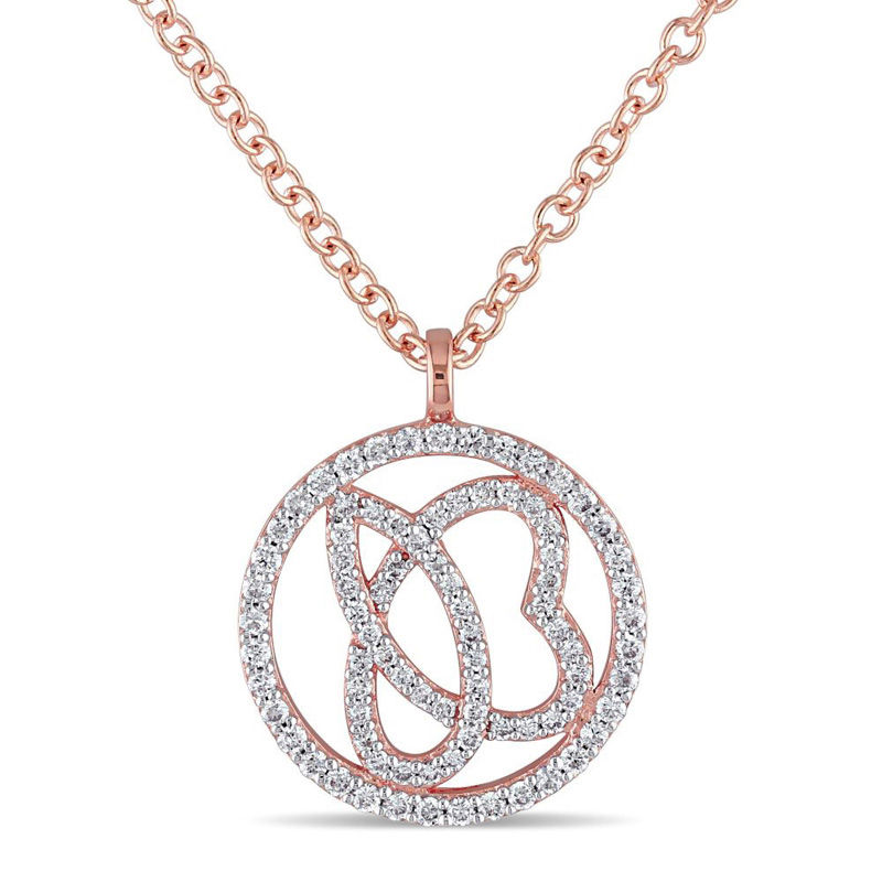 Julianna B™ 0.32 CT. T.W. Diamond Cursive "JB" Circle Pendant in 14K Rose Gold