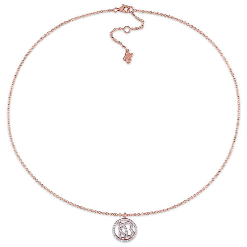 Julianna B™ 0.32 CT. T.W. Diamond Cursive "JB" Circle Pendant in 14K Rose Gold