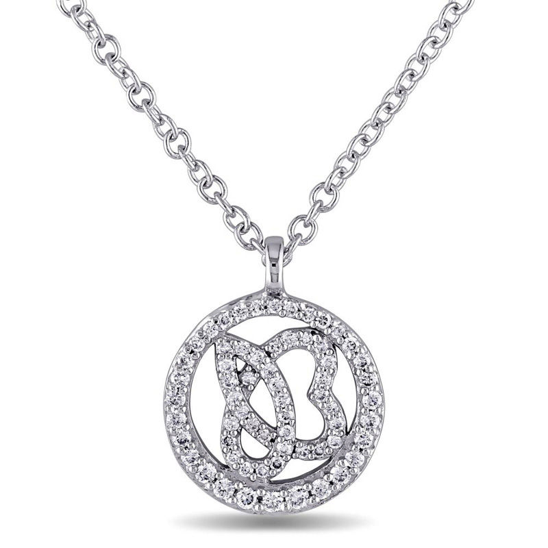 Julianna B™ 0.25 CT. T.W. Diamond Cursive "JB" Circle Pendant in 14K White Gold