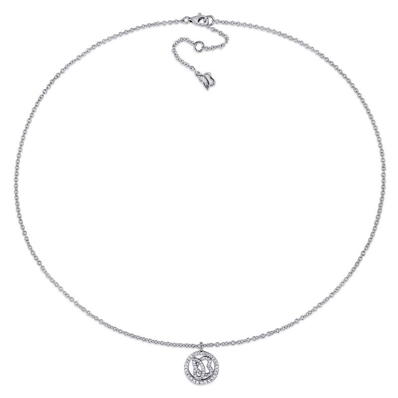 Main Image 2 of Julianna B™ 0.25 CT. T.W. Diamond Cursive "JB" Circle Pendant in 14K White Gold