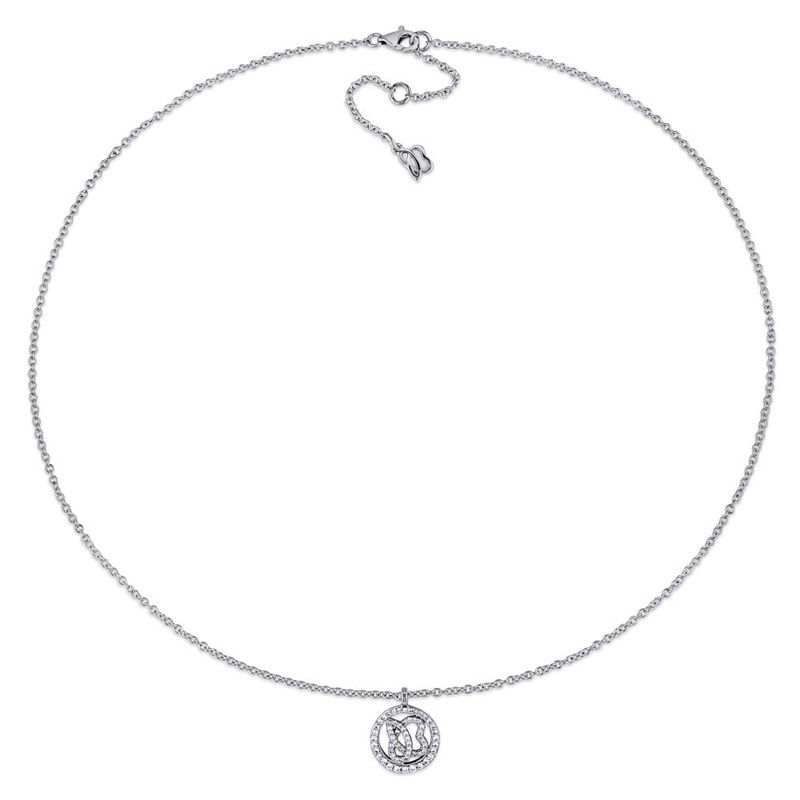 Julianna B™ 0.25 CT. T.W. Diamond Cursive "JB" Circle Pendant in 14K White Gold