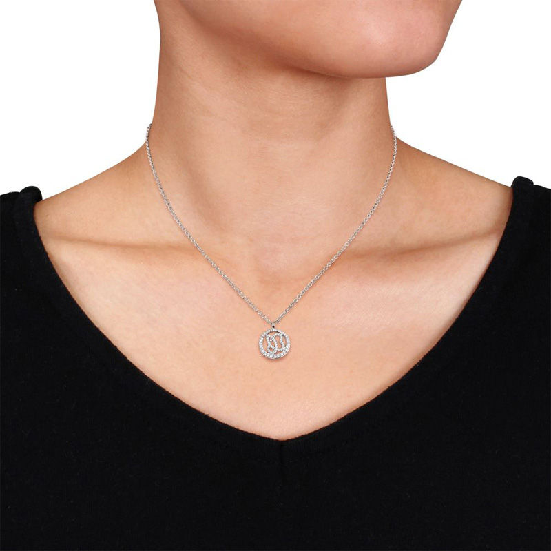 Main Image 3 of Julianna B™ 0.25 CT. T.W. Diamond Cursive "JB" Circle Pendant in 14K White Gold