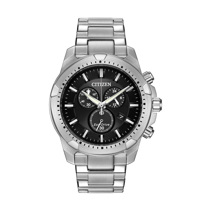 Men's Citizen Eco-Drive® Chronograph Watch with Black Dial (Model: AT2260-53E)
