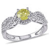Thumbnail Image 1 of 0.76 CT. T.W. Enhanced Yellow and White Diamond Frame Twist Engagement Ring in 10K White Gold