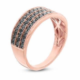 0.45 CT. T.W. Black Diamond Three Row Band in 10K Rose Gold