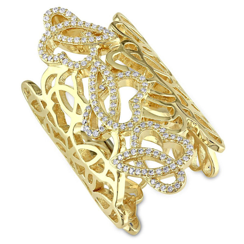 Julianna B™ 0.39 CT. T.W. Diamond Heart Lattice Band in Sterling Silver with 18K Gold Plate