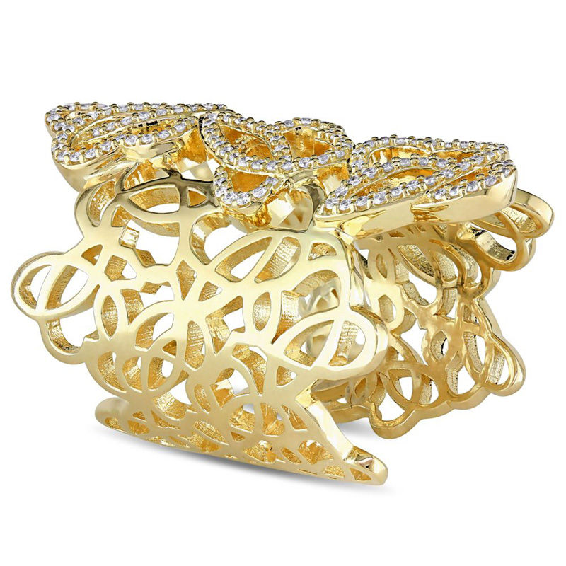 Julianna B™ 0.39 CT. T.W. Diamond Heart Lattice Band in Sterling Silver with 18K Gold Plate